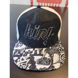 Blackjack KING HAT Black & White Snapback Cap